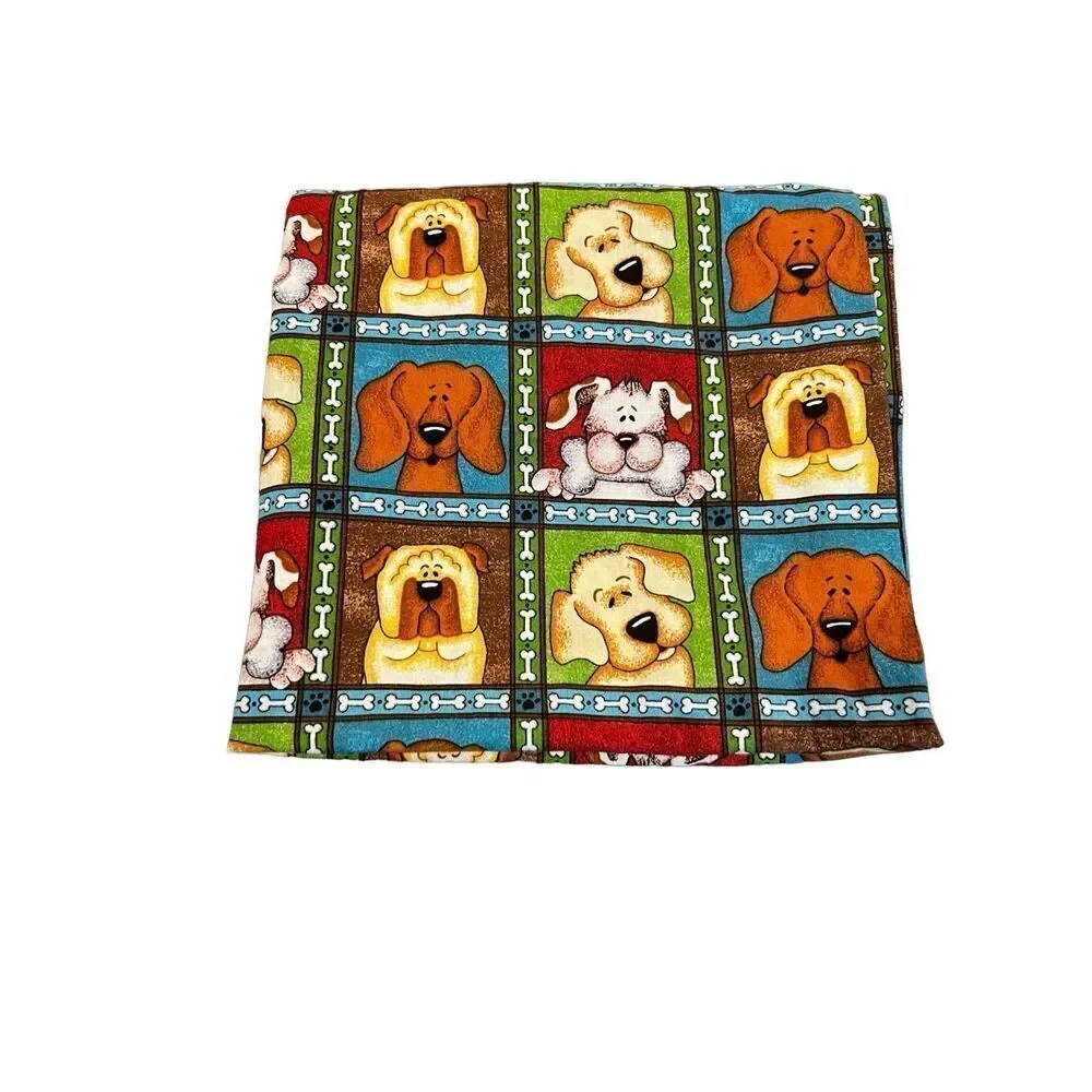 Vintage Handmade dog prints bed 2 Pillow case